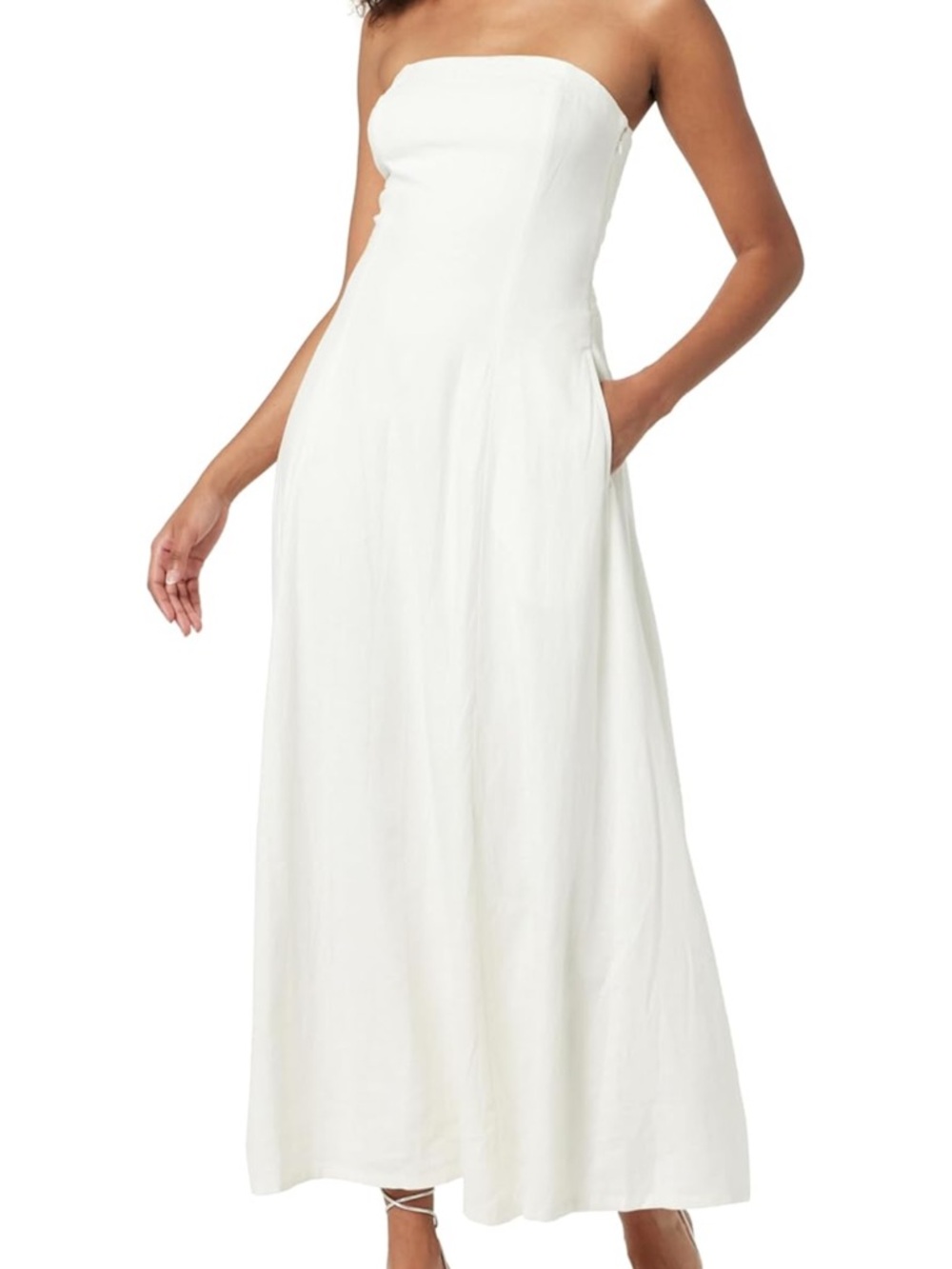 The Drop Carlota Strapless Linen Maxi Dress in Ivory | Size S